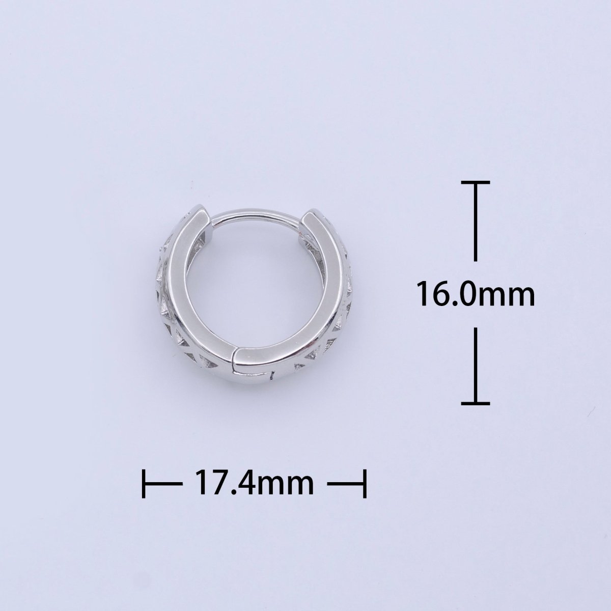 24K Gold Filled Triangle Filigree Huggie Hoop Earrings in Gold & Silver T-040 AD-269