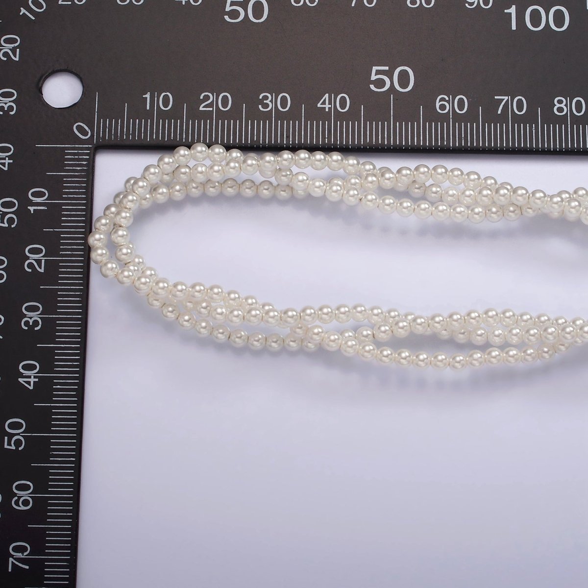 24K Gold Filled Triple 3mm Round Shell Pearl 17 Inch Choker Necklace w. Extender | WA-2330 Clearance Pricing - DLUXCA