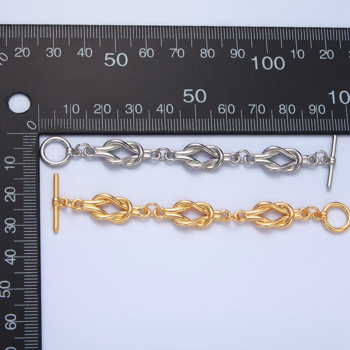 24K Gold Filled Triple Tied Knot Minimalist Toggle Clasps Closure Findings in Gold & Silver | Z996 Z997