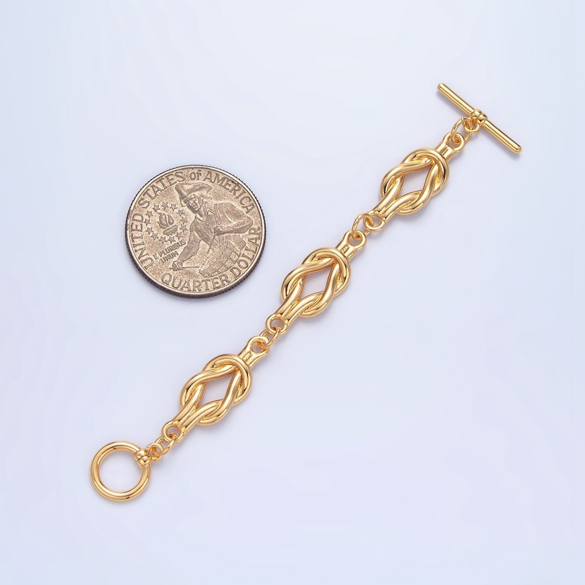 24K Gold Filled Triple Tied Knot Minimalist Toggle Clasps Closure Findings in Gold & Silver | Z996 Z997