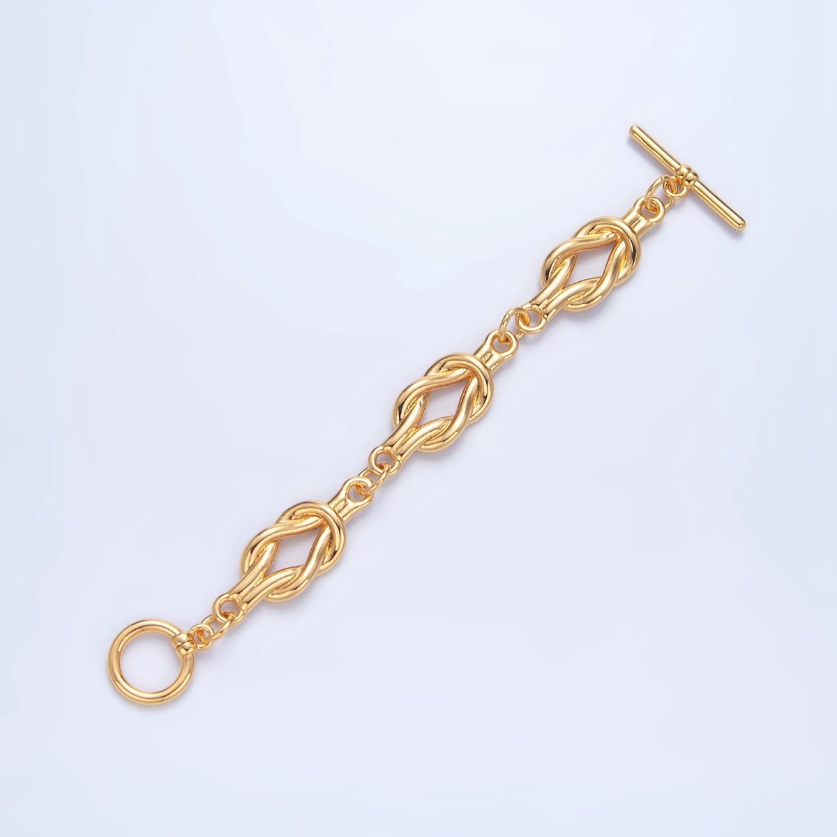 24K Gold Filled Triple Tied Knot Minimalist Toggle Clasps Closure Findings in Gold & Silver | Z996 Z997
