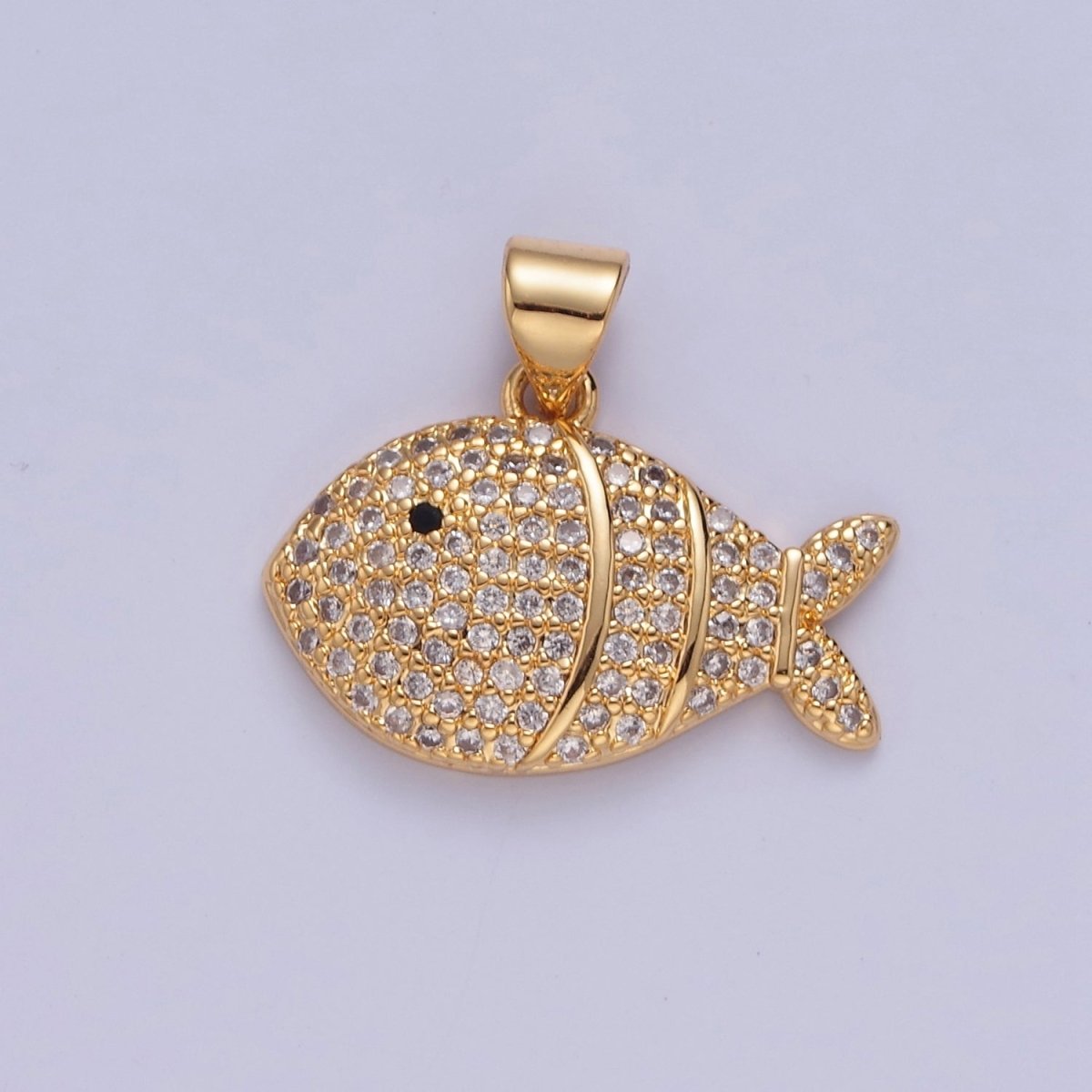 24K Gold Filled Tropical Clown Fish Green, Blue, Fuchsia, Clear Micro Paved CZ Pendant I-179 I-183 I-192 I-206