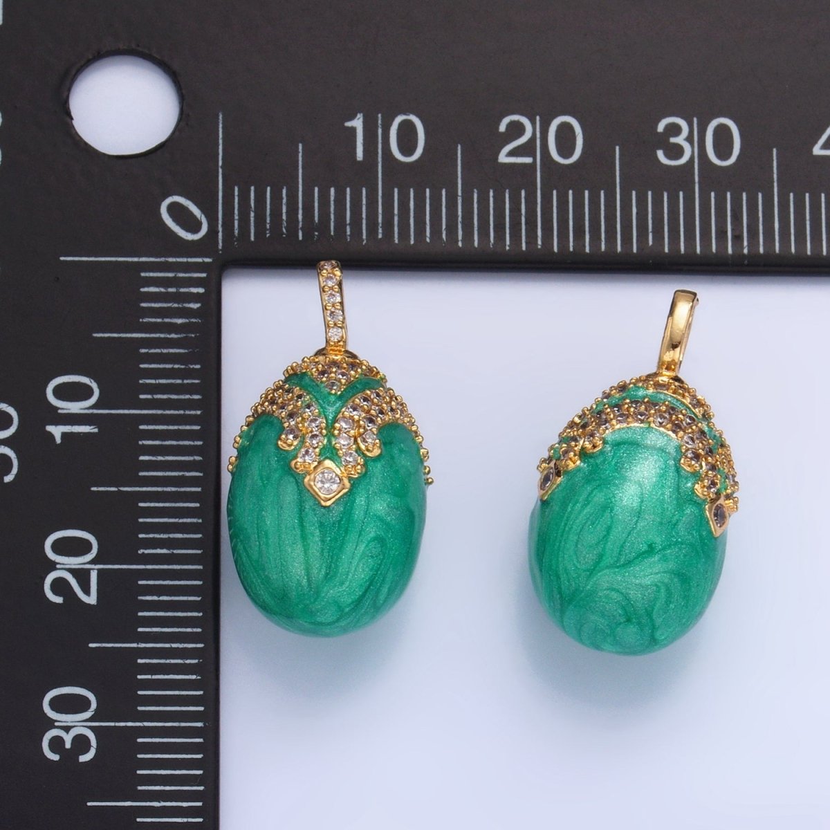 24K Gold Filled Turquoise Enamel Micro Paved CZ Solitaire Pendant | AA1015 - DLUXCA