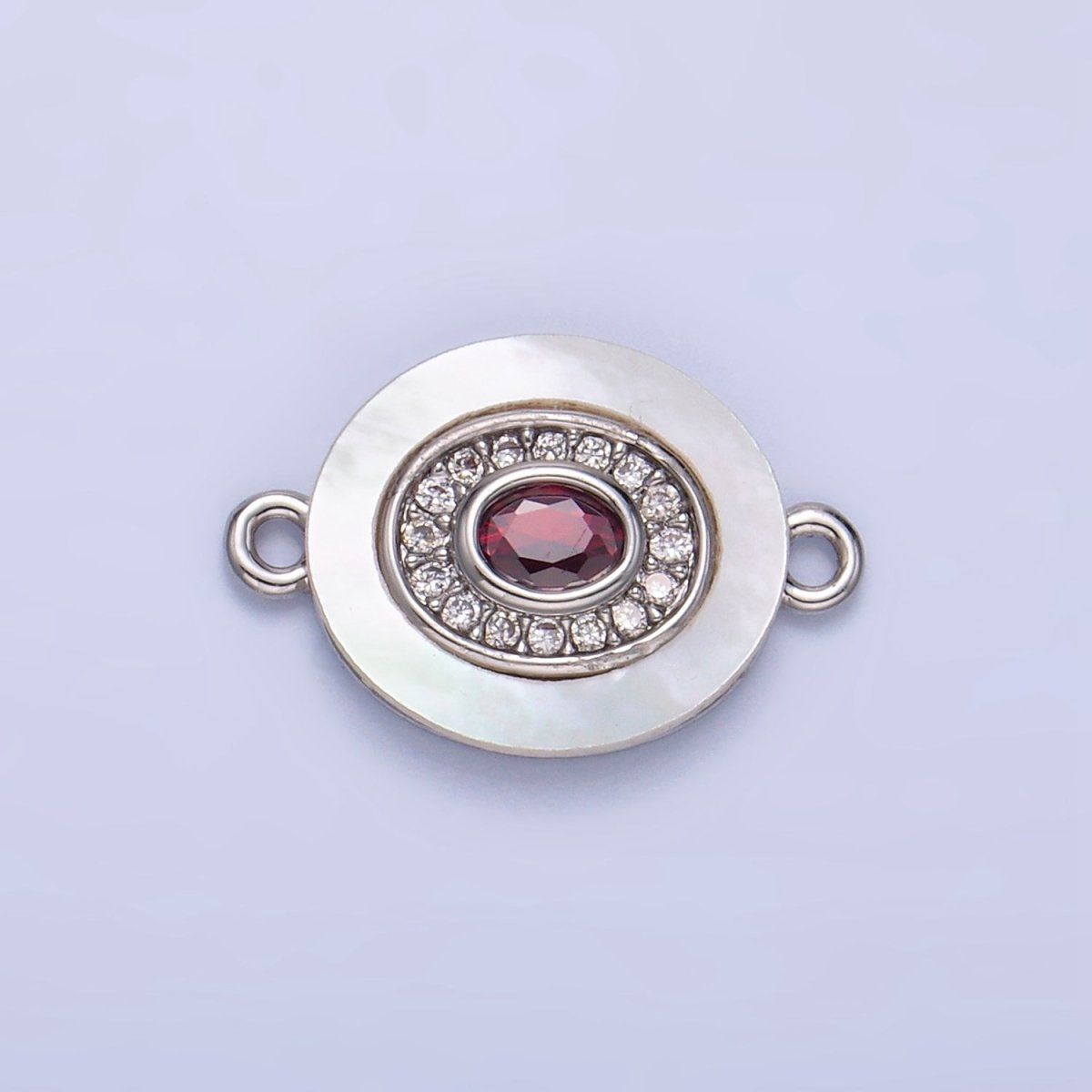 24K Gold Filled Turquoise, Green, Red CZ Shell Pearl Oval Connector | F823 F825 F831