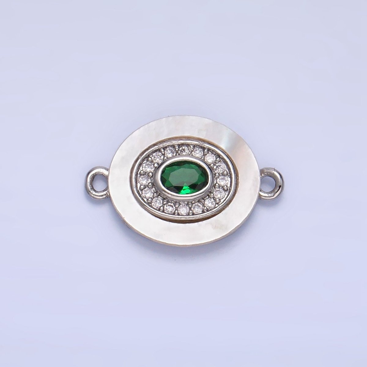 24K Gold Filled Turquoise, Green, Red CZ Shell Pearl Oval Connector | F823 F825 F831