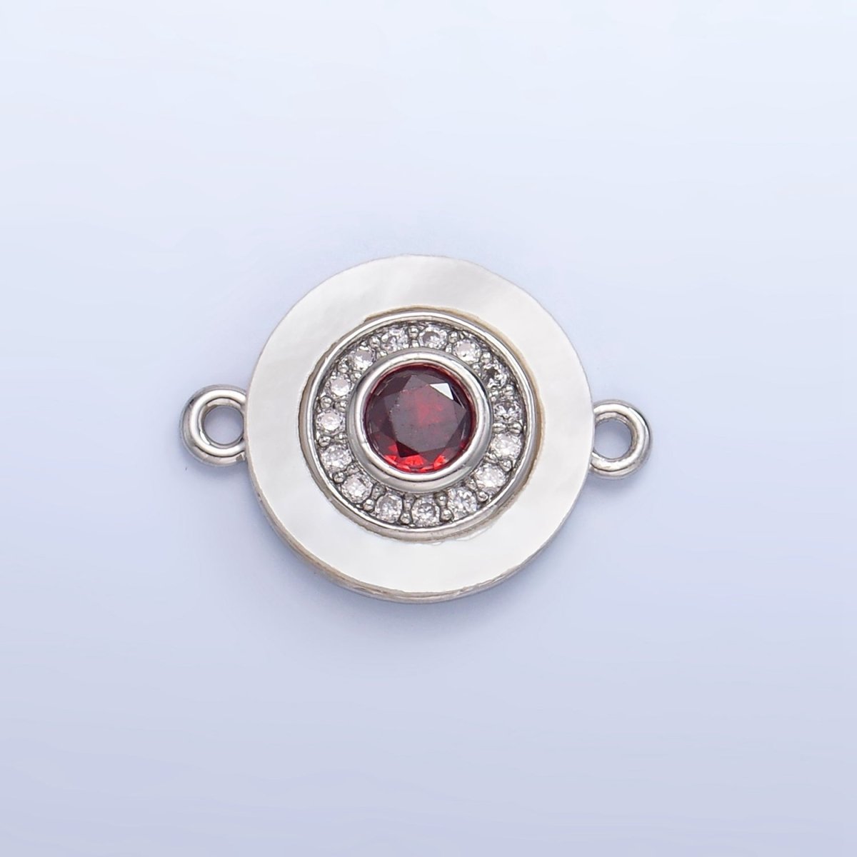 24K Gold Filled Turquoise, Green, Red CZ Shell Pearl Round Connector | F769 - F793