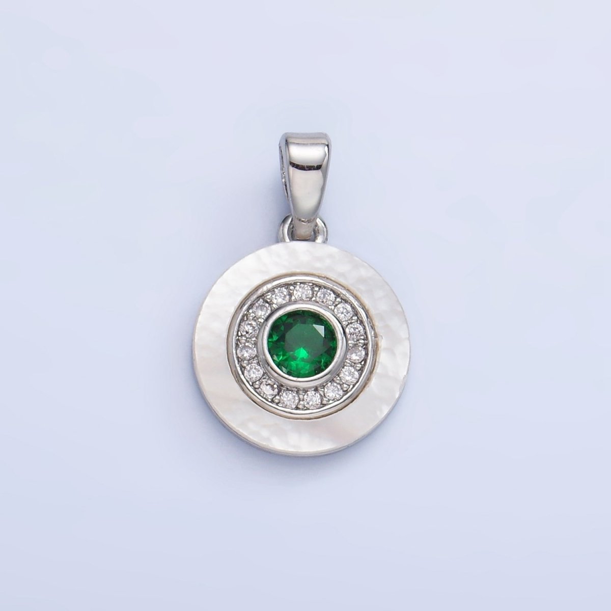 24K Gold Filled Turquoise, Green, Red CZ Shell Pearl Round Pendant | AA1038 - AA1040