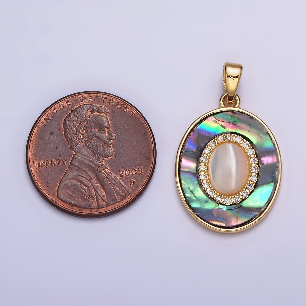 24K Gold Filled Turquoise, Pearl, Abalone Micro Paved CZ Shell Pearl, Abalone Pendant | AA595 - AA597