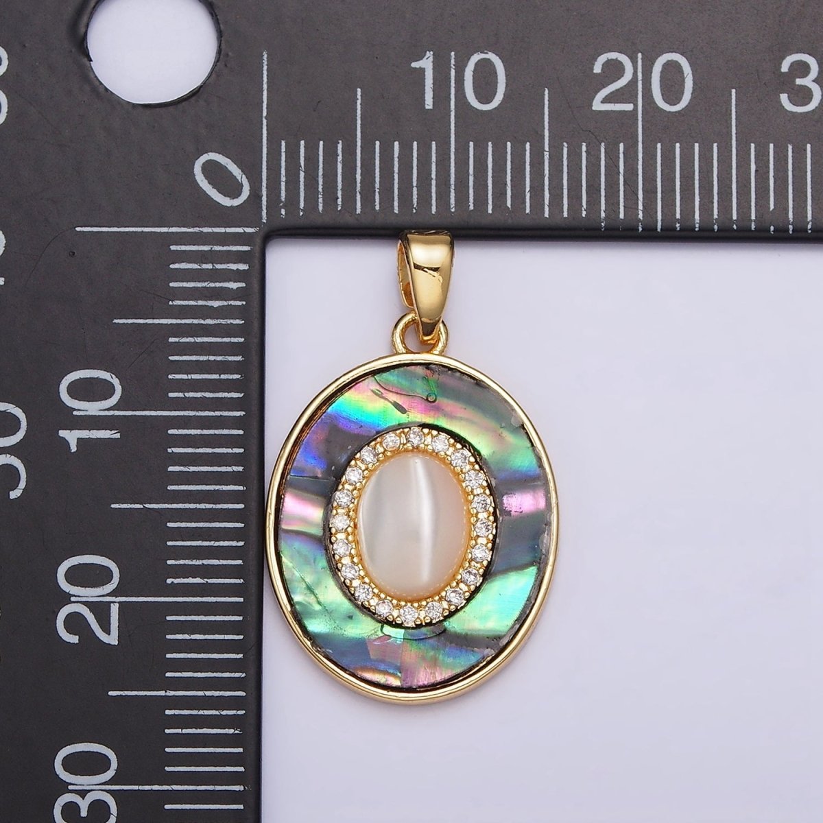 24K Gold Filled Turquoise, Pearl, Abalone Micro Paved CZ Shell Pearl, Abalone Pendant | AA595 - AA597