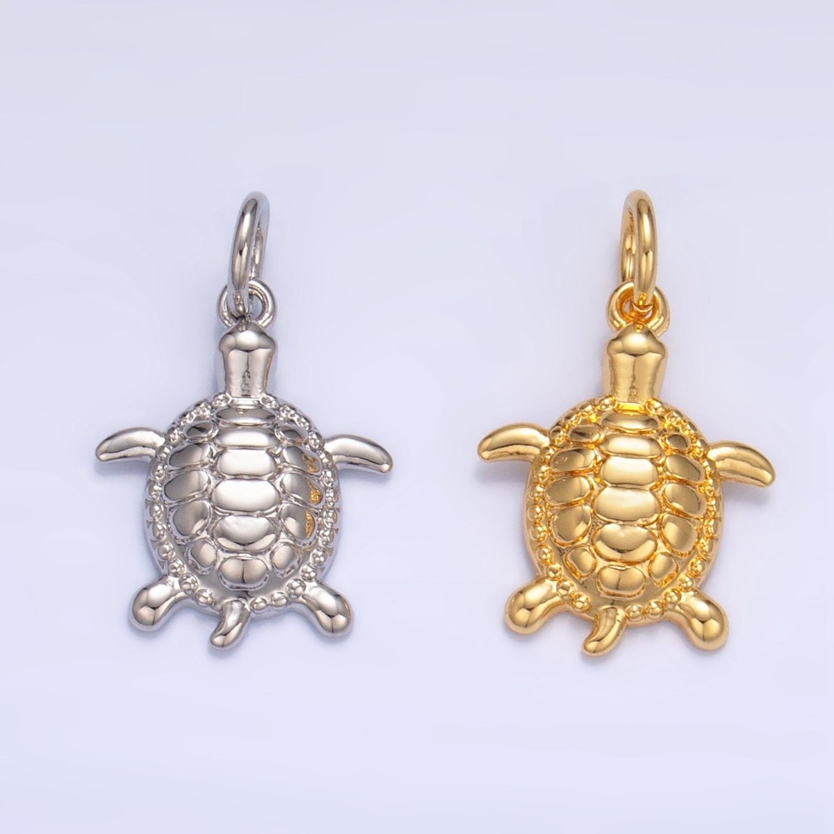 24K Gold Filled Turtle Minimalist Sea Ocean Animal Charm in Gold & Silver | AG836