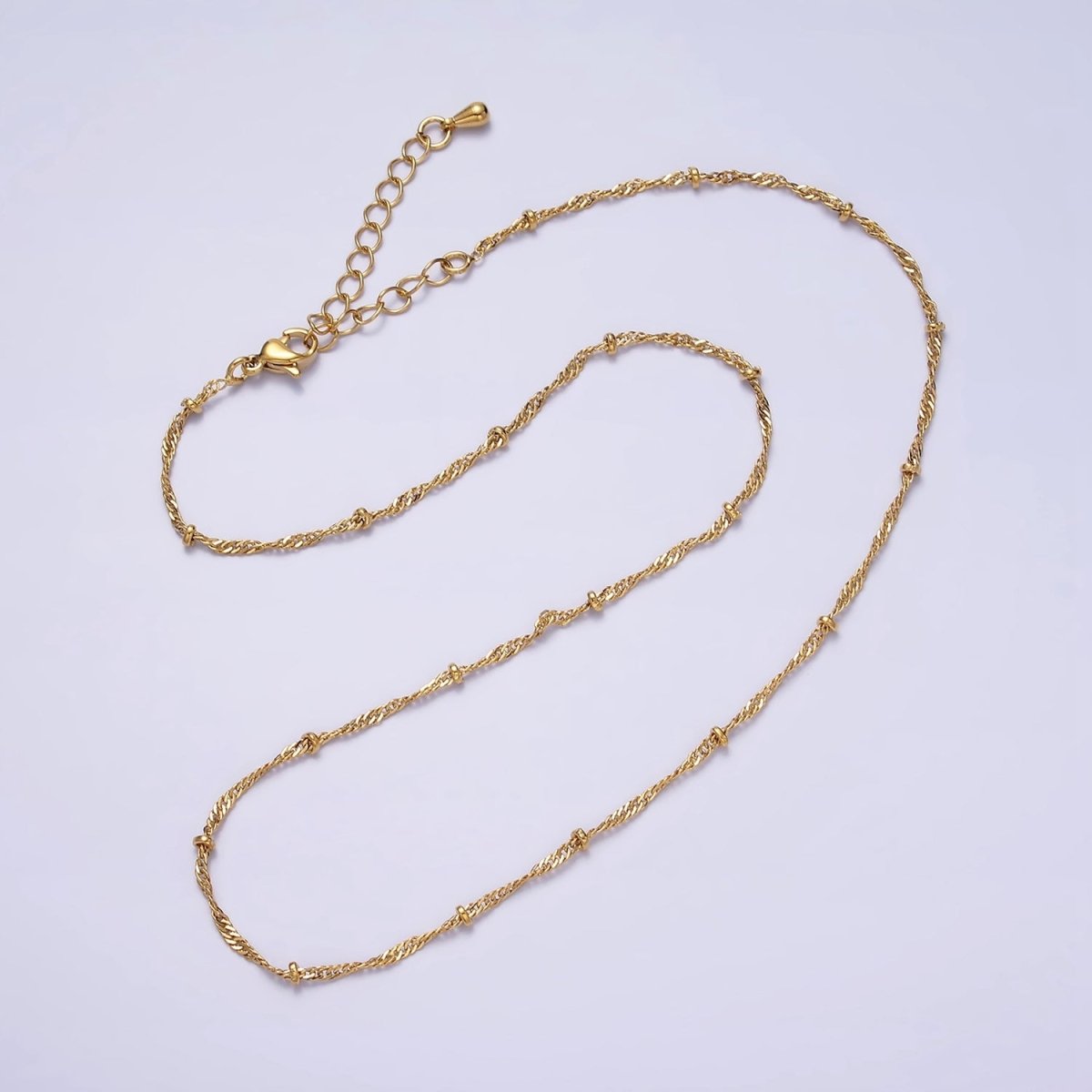 24K Gold Filled Twisted Chain With Gold Beads For Wholesale Necklace Dainty Satellite Chain Jewelry Making Supplies | WA-1847 WA-1848 Clearance Pricing