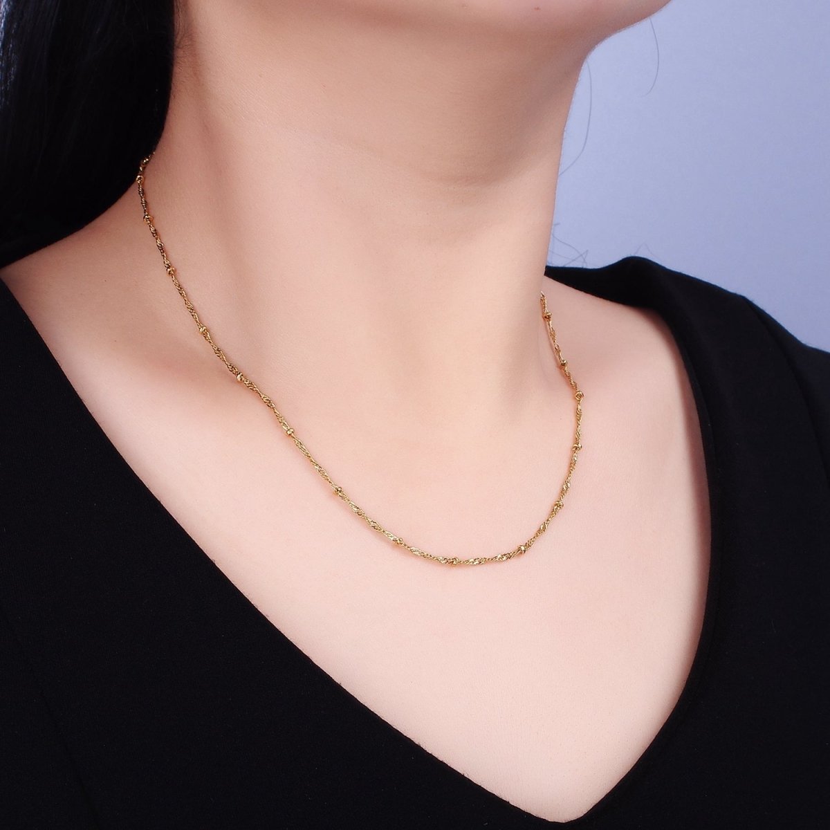 24K Gold Filled Twisted Chain With Gold Beads For Wholesale Necklace Dainty Satellite Chain Jewelry Making Supplies | WA-1847 WA-1848 Clearance Pricing