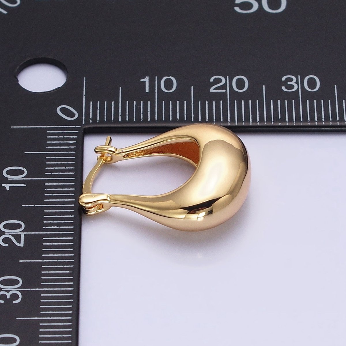 24K Gold Filled U-Shaped Chubby Dome Latch Earrings in Gold & Silver | AB-1405 AB-1406