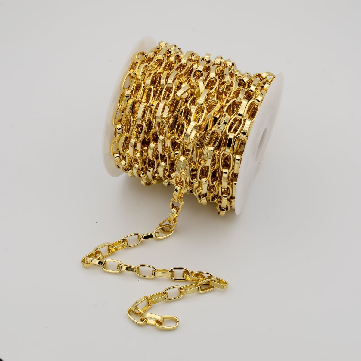 24K Gold Filled Unfinished Cable Chain, 14X8mm Wholesale Cable Chain For Jewelry Craft Making | ROLL-627 Clearance Pricing - DLUXCA