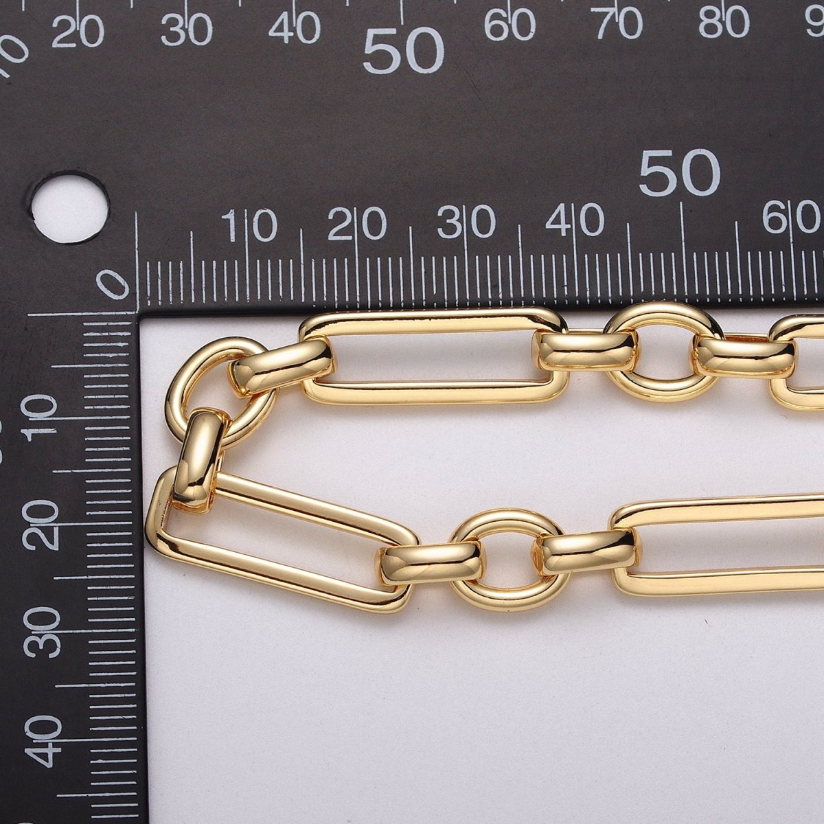 24k Gold Filled Unique PaperClip Figaro Long and Short Fancy Unfinished Chain by Yard in Gold & Silver | ROLL-1125 ROLL-1196 Clearance Pricing