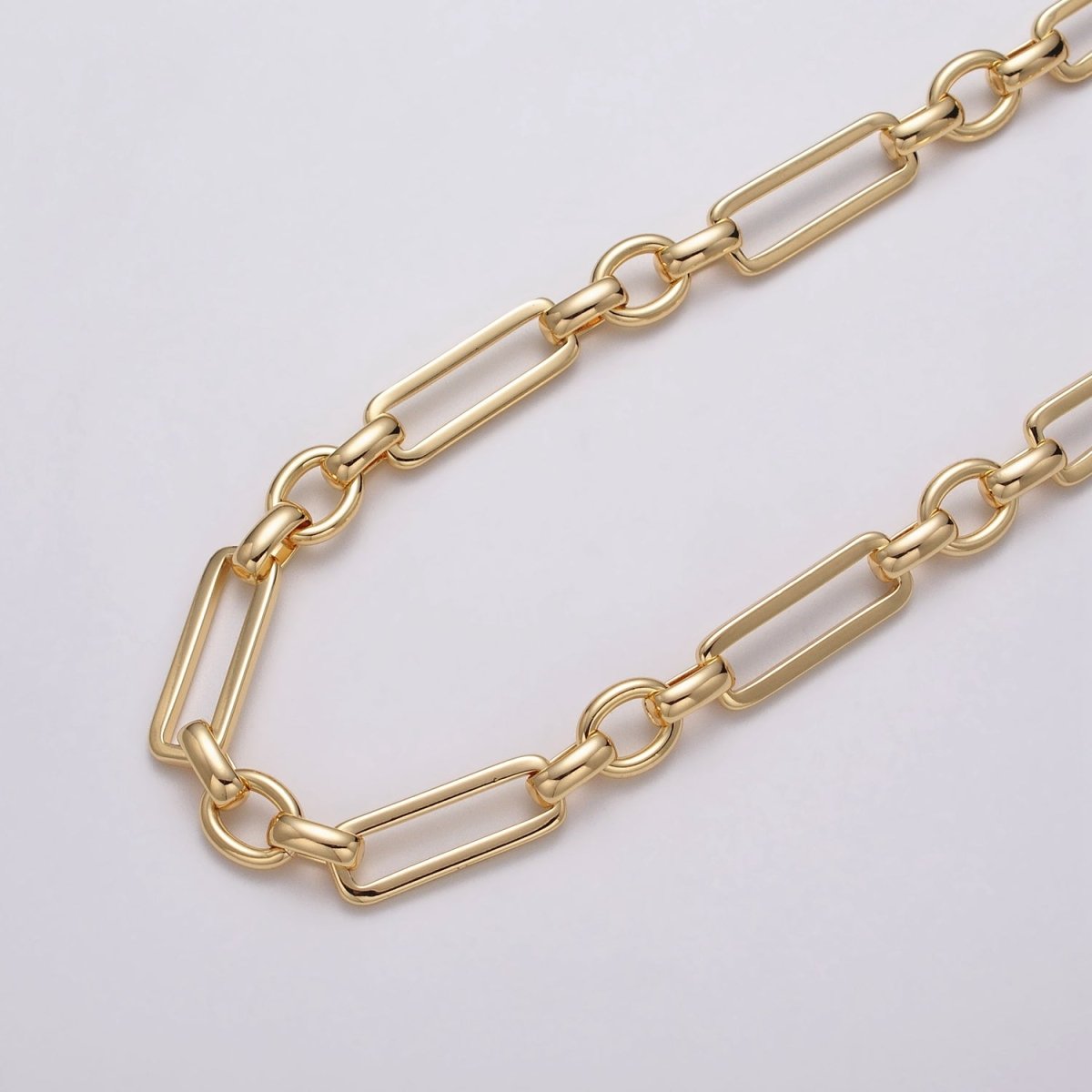 24k Gold Filled Unique PaperClip Figaro Long and Short Fancy Unfinished Chain by Yard in Gold & Silver | ROLL-1125 ROLL-1196 Clearance Pricing