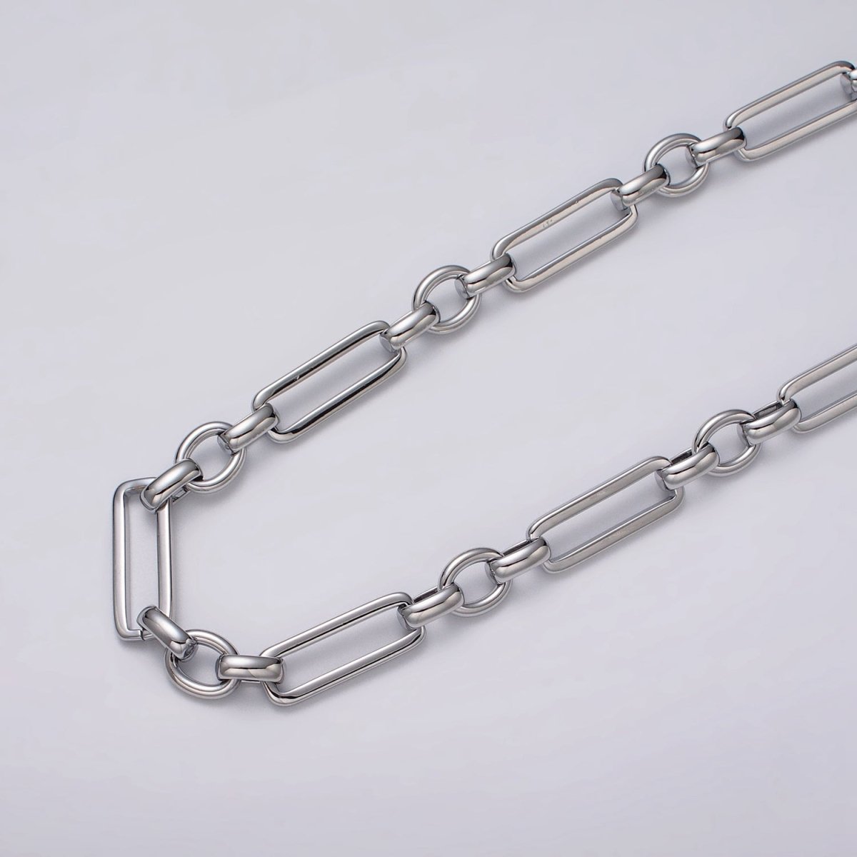 24k Gold Filled Unique PaperClip Figaro Long and Short Fancy Unfinished Chain by Yard in Gold & Silver | ROLL-1125 ROLL-1196 Clearance Pricing