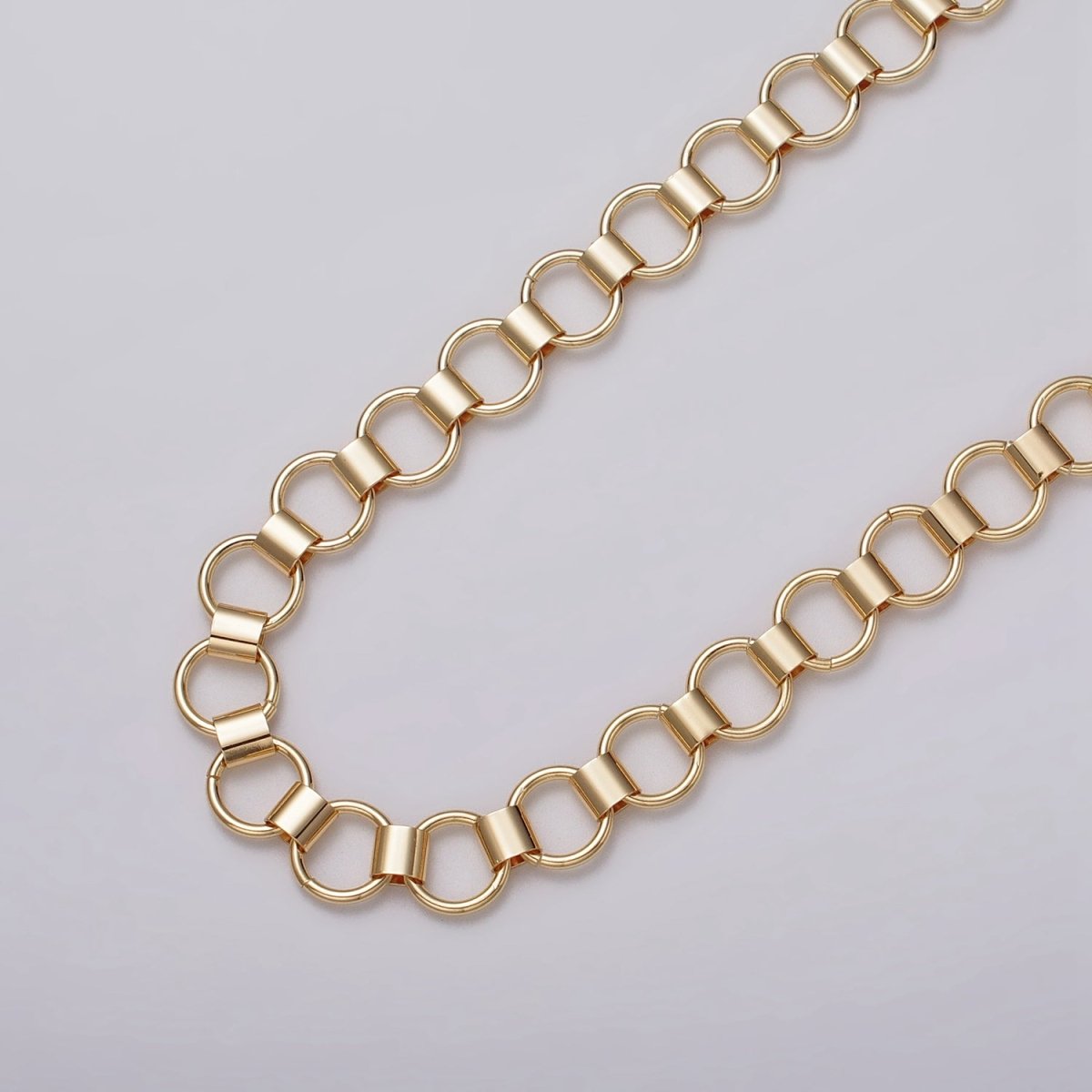 24k Gold Filled Unique Rolo 9mm Unfinished Chain by Yard in Gold & Silver | ROLL-1133, ROLL-1134 Clearance Pricing