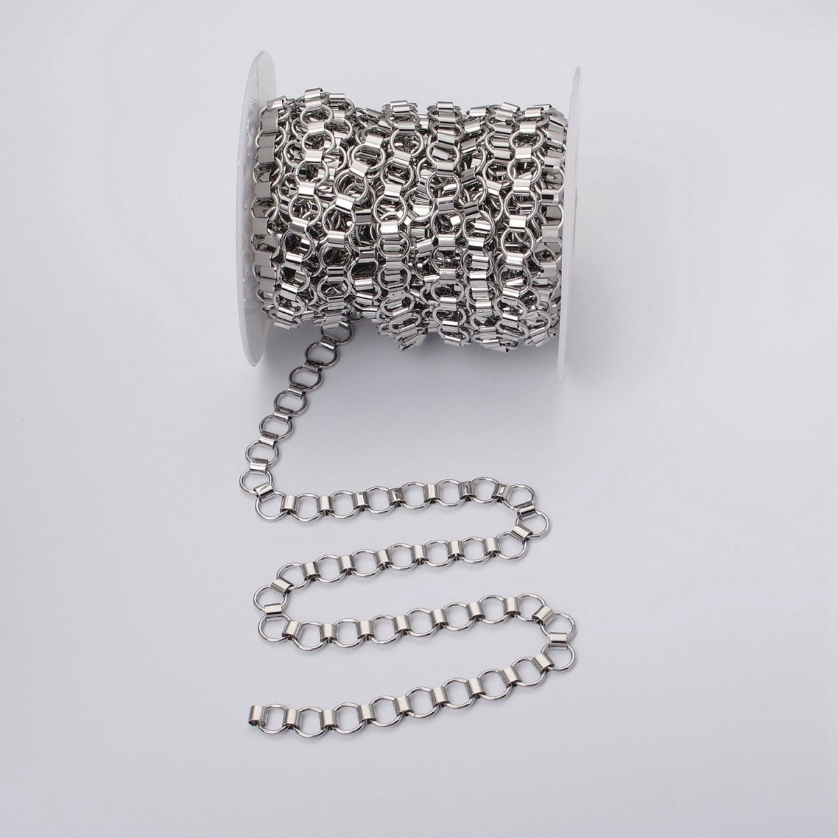 24k Gold Filled Unique Rolo 9mm Unfinished Chain by Yard in Gold & Silver | ROLL-1133, ROLL-1134 Clearance Pricing