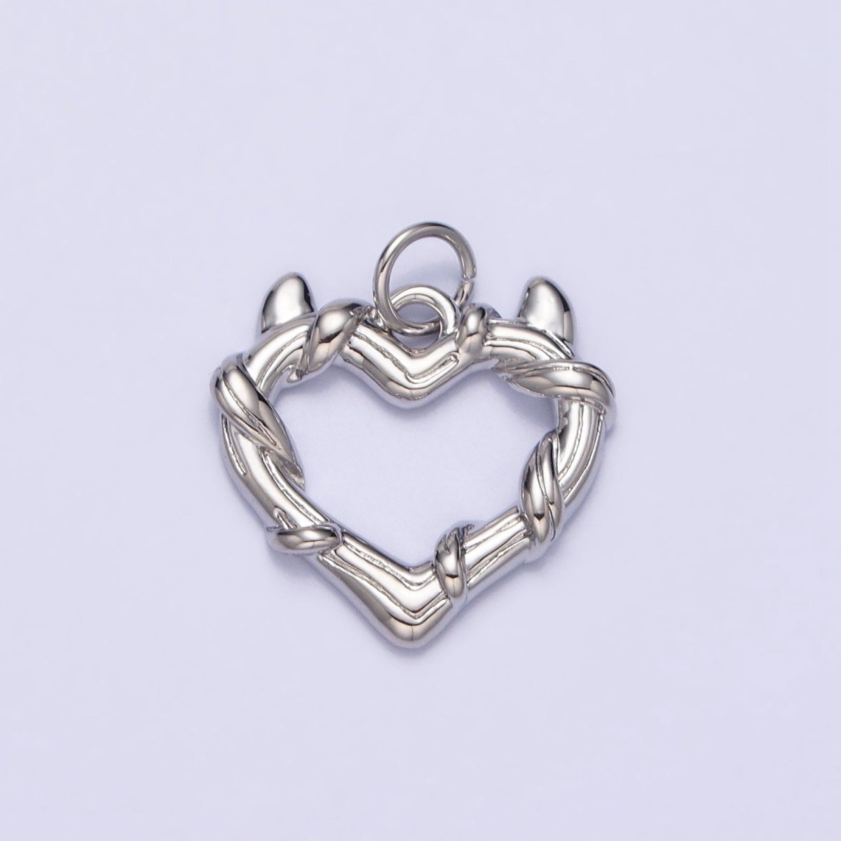 24K Gold Filled Vine-Wrapped Pointed Horned Heart Add-On Charm in Gold & Silver | AC1059 AC1060