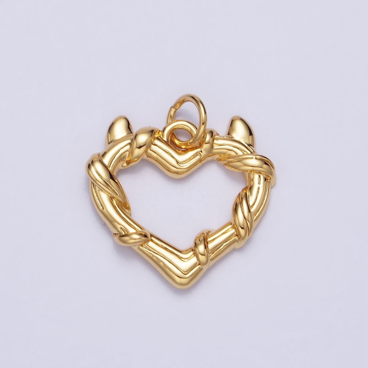 24K Gold Filled Vine-Wrapped Pointed Horned Heart Add-On Charm in Gold & Silver | AC1059 AC1060