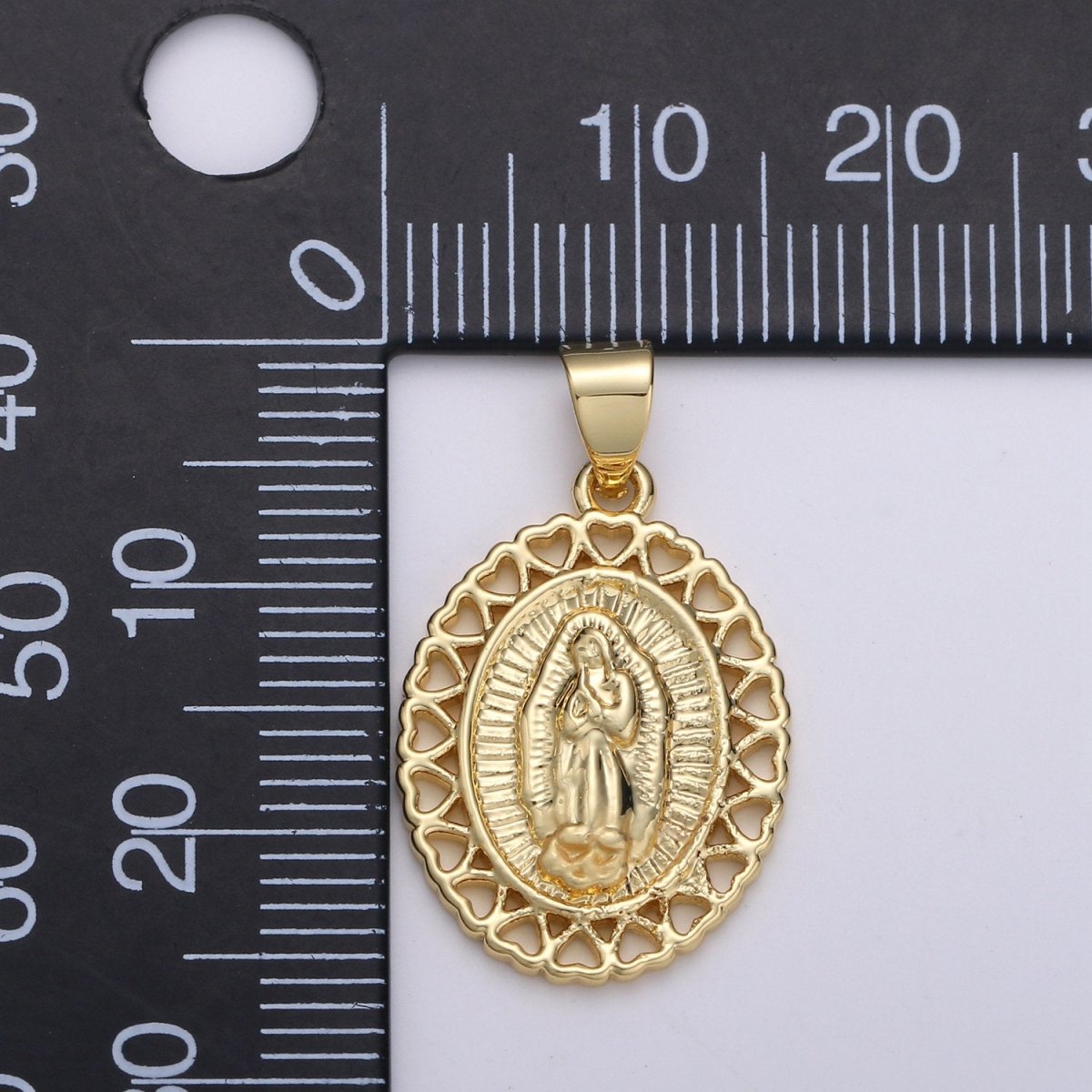 24k Gold Filled Virgin Mary Lady Guadalupe Charm, Heart Virgin Mary Pendant Charm, Gold Filled Charm, For Religious Jewelry I-878 - DLUXCA