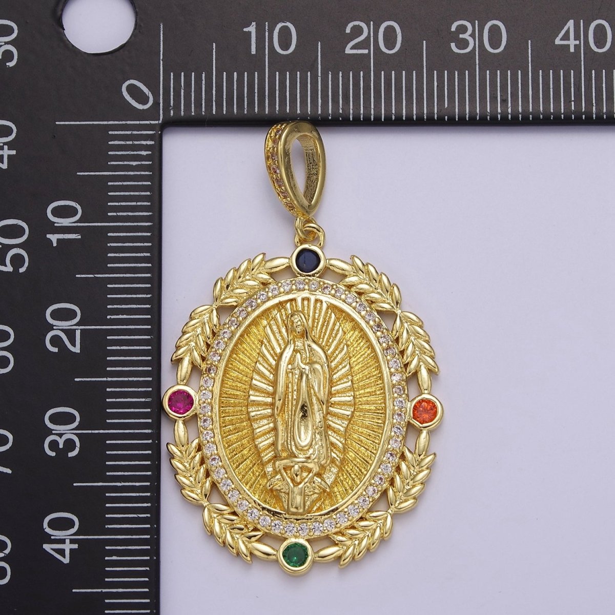 24K Gold Filled Virgin Mary Pendant Gold Lady Guadalupe Medallion Charm for Religious Necklace J-735 - DLUXCA