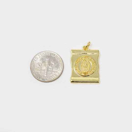 24k Gold Filled Virgin Mary Pendant, Virgin of Guadalupe, Our Lady Guadalupe Charm , Religious Jewelry Making Supply E-122