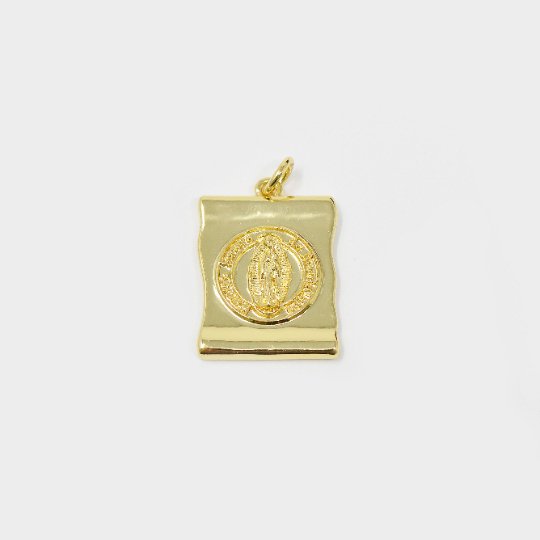 24k Gold Filled Virgin Mary Pendant, Virgin of Guadalupe, Our Lady Guadalupe Charm , Religious Jewelry Making Supply E-122