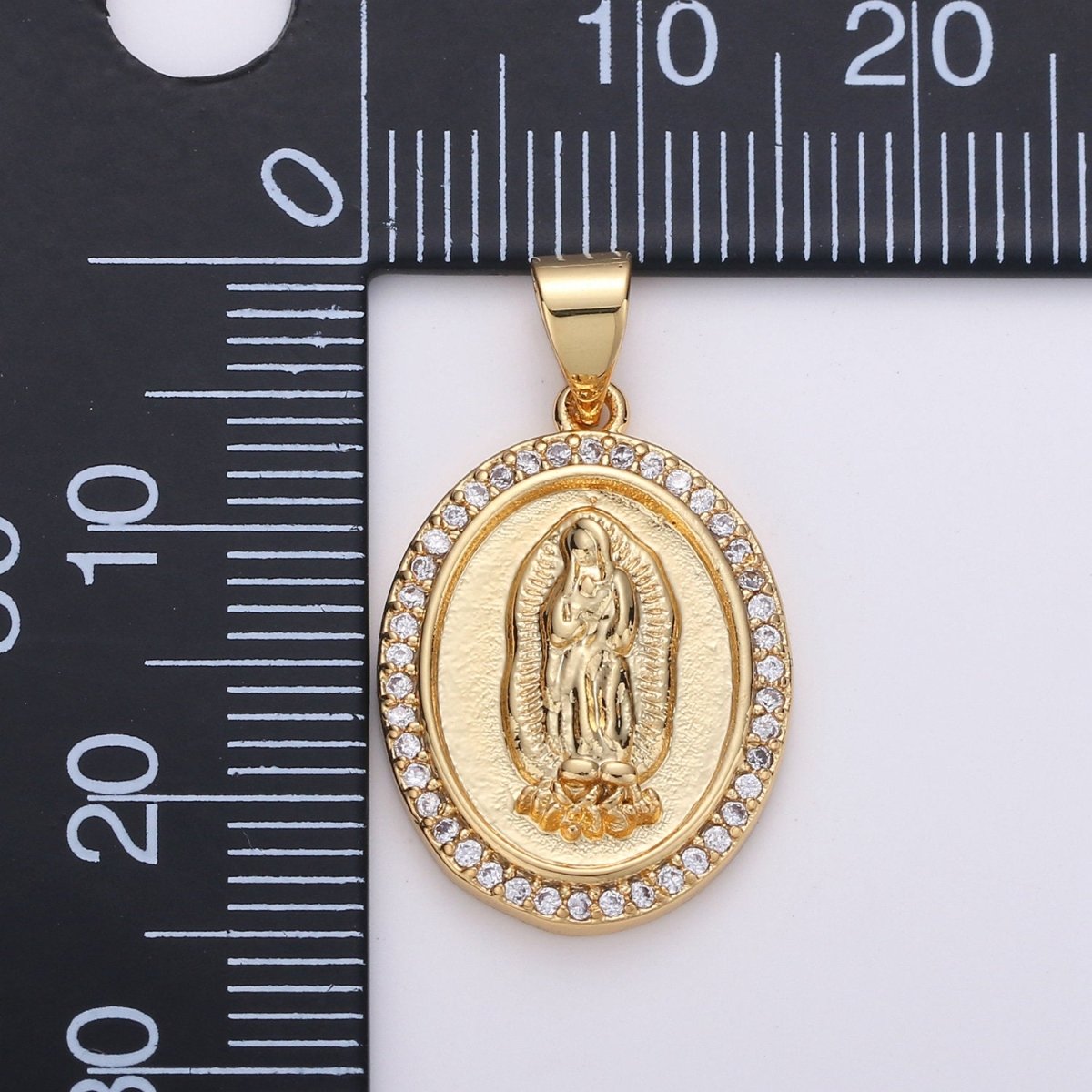 24K Gold Filled Virgin Mother Mary Pendant Micro Pave Lady of Guadalupe Medallion Necklace Charm for Religious Jewelry I-627 - DLUXCA