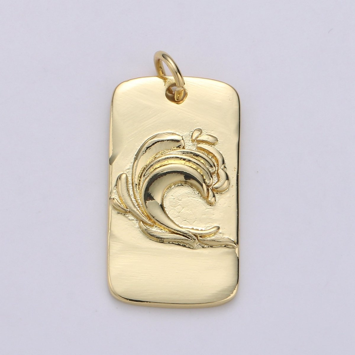 24K Gold Filled Waves Rectangle Charm E-008