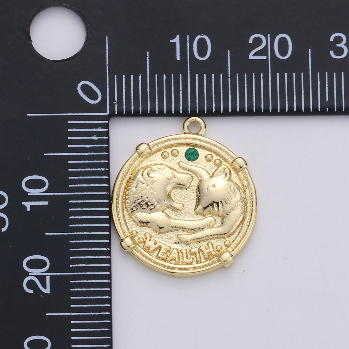 24K Gold Filled Wealth Strong Lion Dainty Charm with Micro Pave Lavender or Green Cubic Zirconia CZ Stone for Necklace or Bracelet, C-868