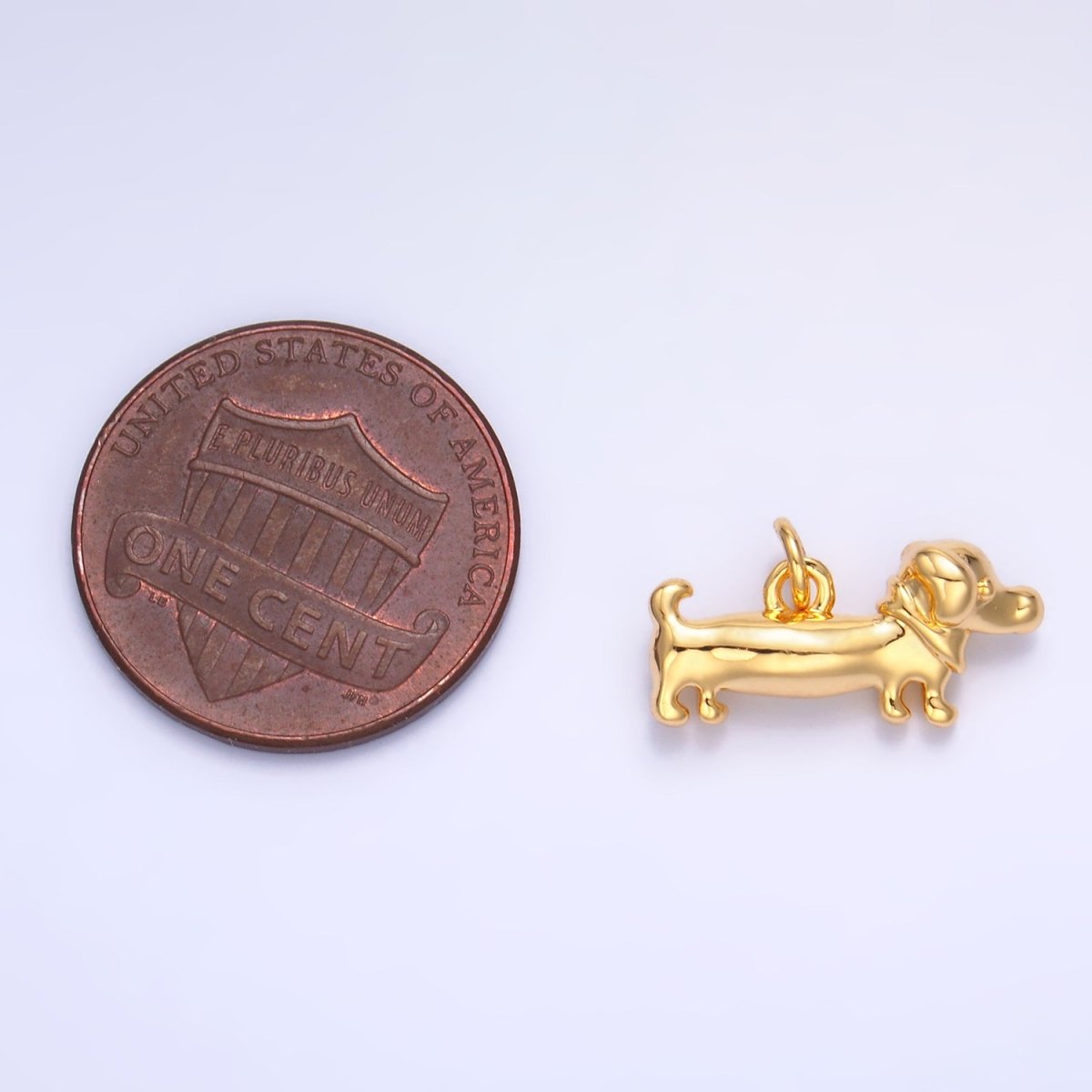 24K Gold Filled Weiner Dachshund Dog 3D Multidimensional Charm in Gold & Silver | W349