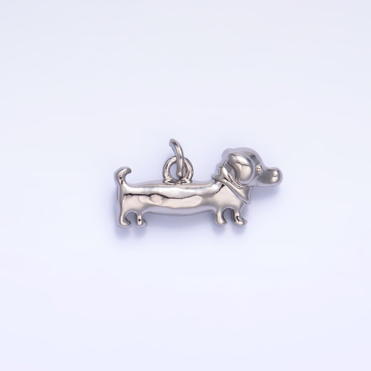 24K Gold Filled Weiner Dachshund Dog 3D Multidimensional Charm in Gold & Silver | W349