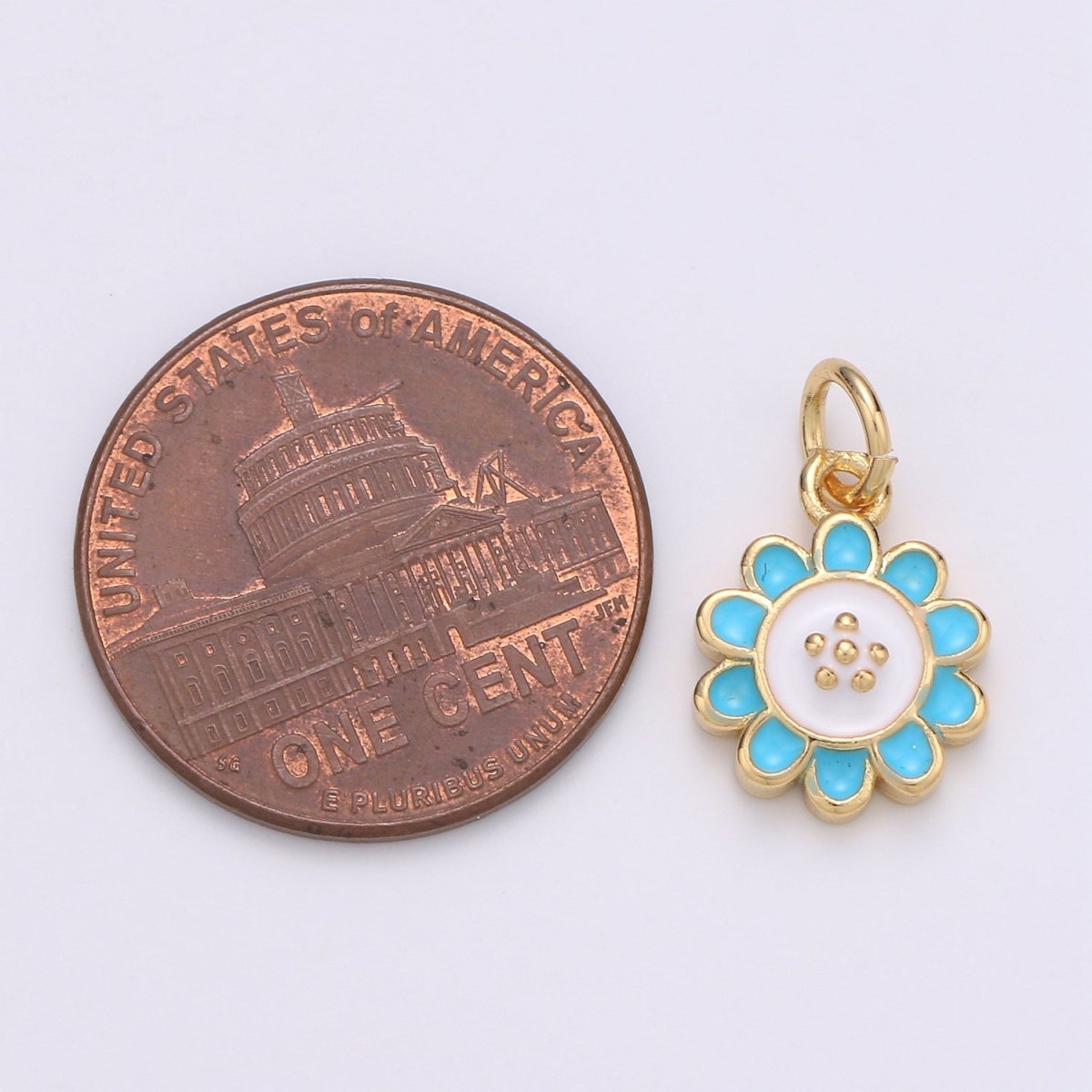 24K Gold Filled White and Tosca Flower Charm D-930 - DLUXCA