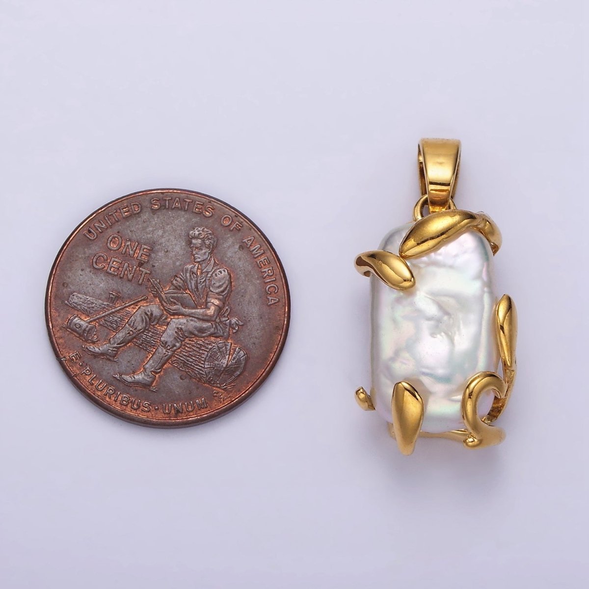 24K Gold Filled White Baroque Freshwater Pearl Molten Drip Pendant in Gold & Silver | N1292 N1293