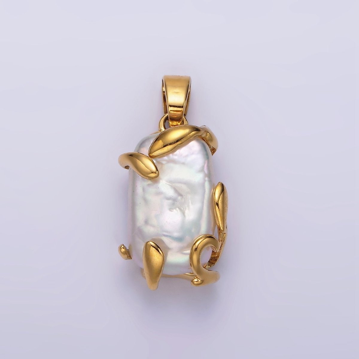 24K Gold Filled White Baroque Freshwater Pearl Molten Drip Pendant in Gold & Silver | N1292 N1293