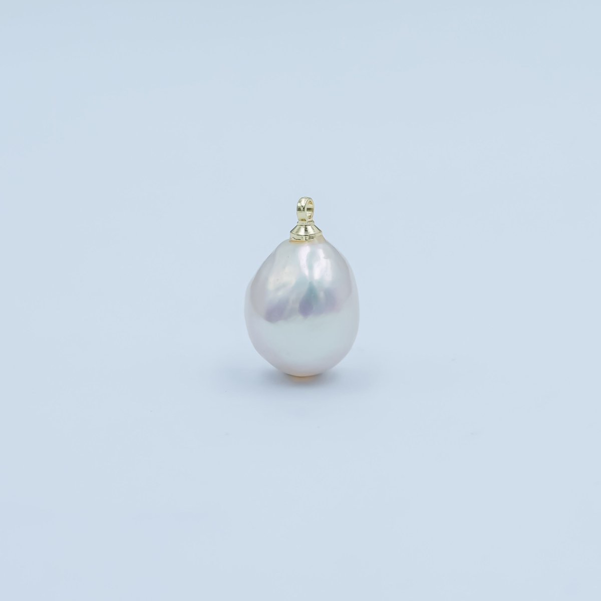 24K Gold Filled White Button Freshwater Pearl Charm | P1644 - DLUXCA