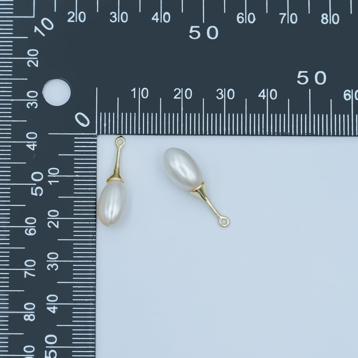 24K Gold Filled White Freshwater Pearl Linear Molten Pendant Bail | P1767 - DLUXCA