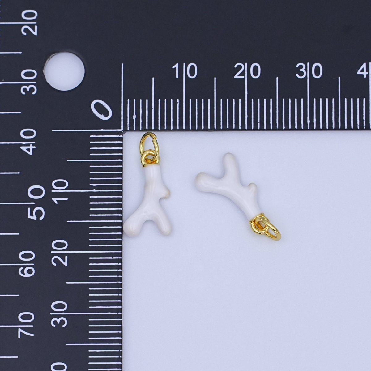 24K Gold Filled White Geometric Coral Reef Enamel Charm | AF452 - DLUXCA