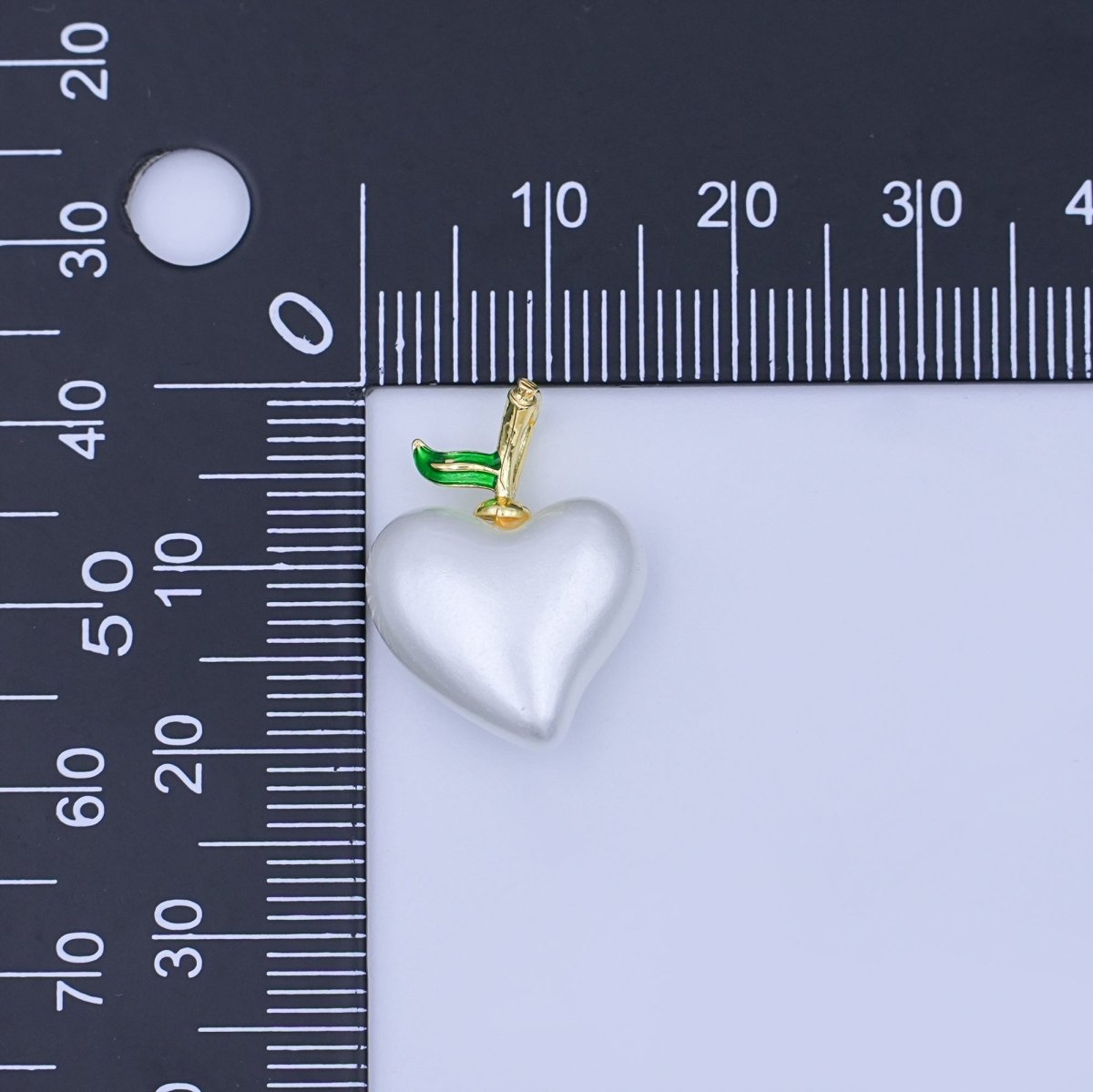 24K Gold Filled White Heart Apple Fruit Pendant | AH417 - DLUXCA