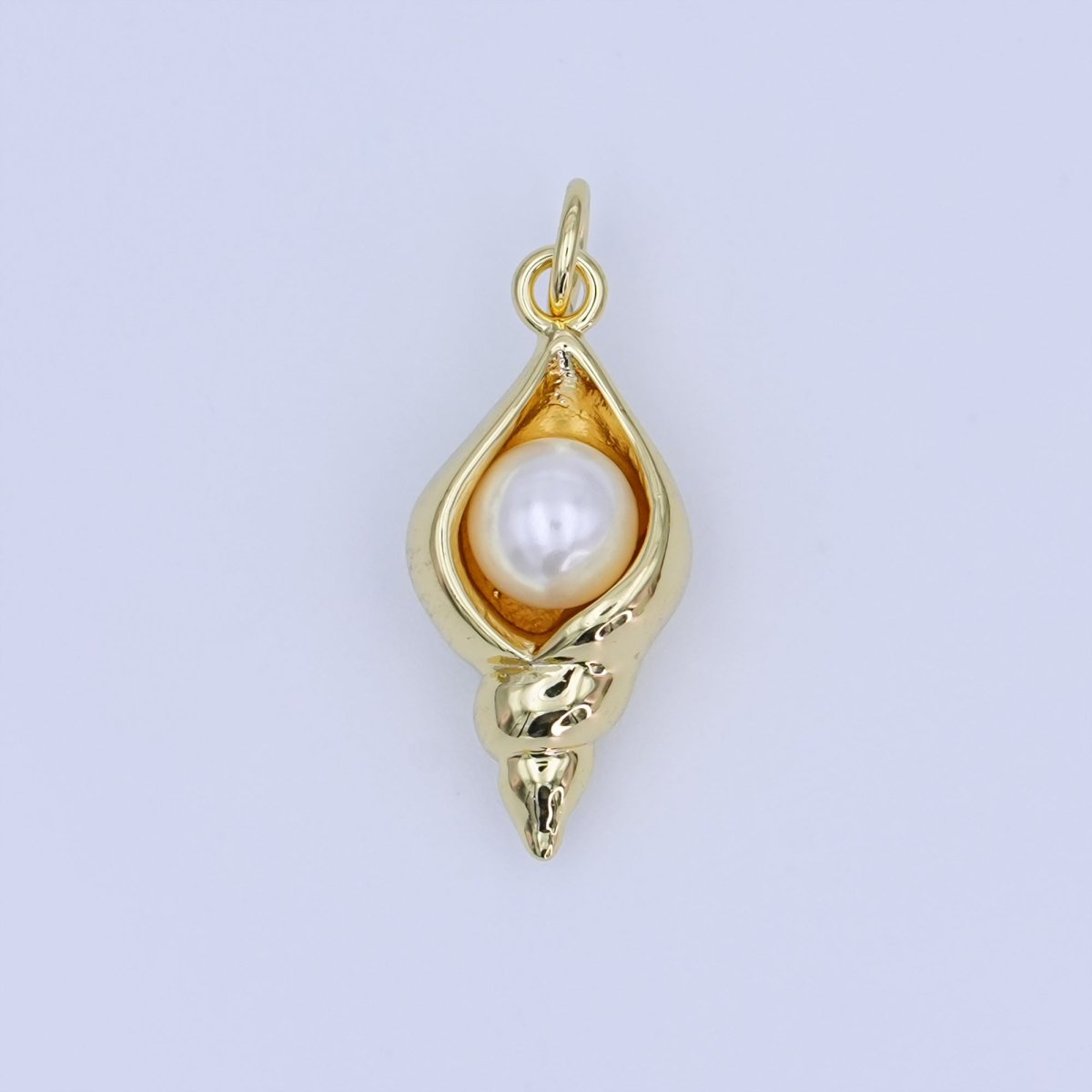 24K Gold Filled White Shell Pearl Conch Clam Sea Shell Charm | AF450 - DLUXCA