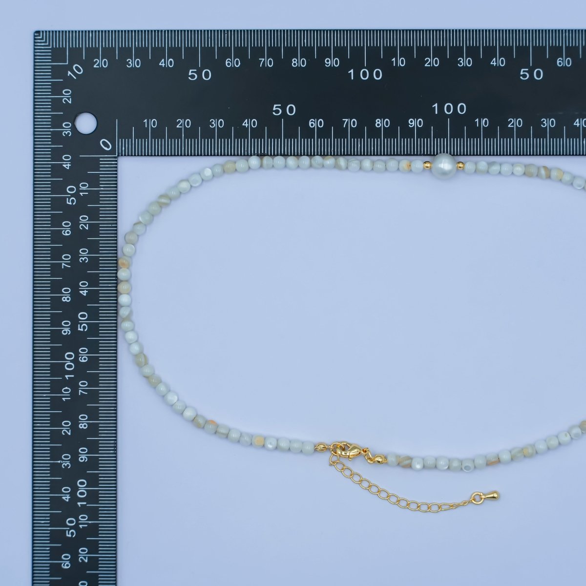 24K Gold Filled White Shell Pearl Gemstone 17 Inch Necklace | WA - 2969 - DLUXCA