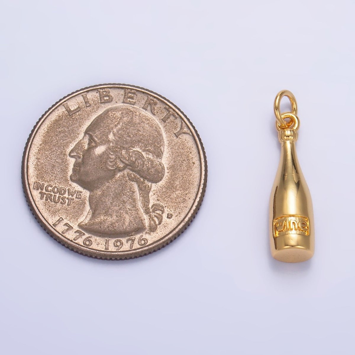 24K Gold Filled "Wine" Bottle Alcoholic Drink Mini Charm | X863 - DLUXCA