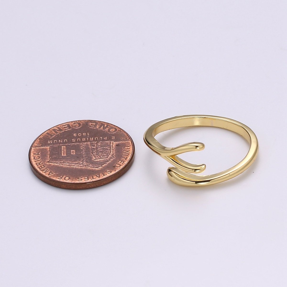 24k Gold filled Wishbone Ring, Good Luck Ring, Lucky Birthday Girlfriend Gift, Mothers Day Gift, Dainty Gold open adjustable ring Jewelry - DLUXCA