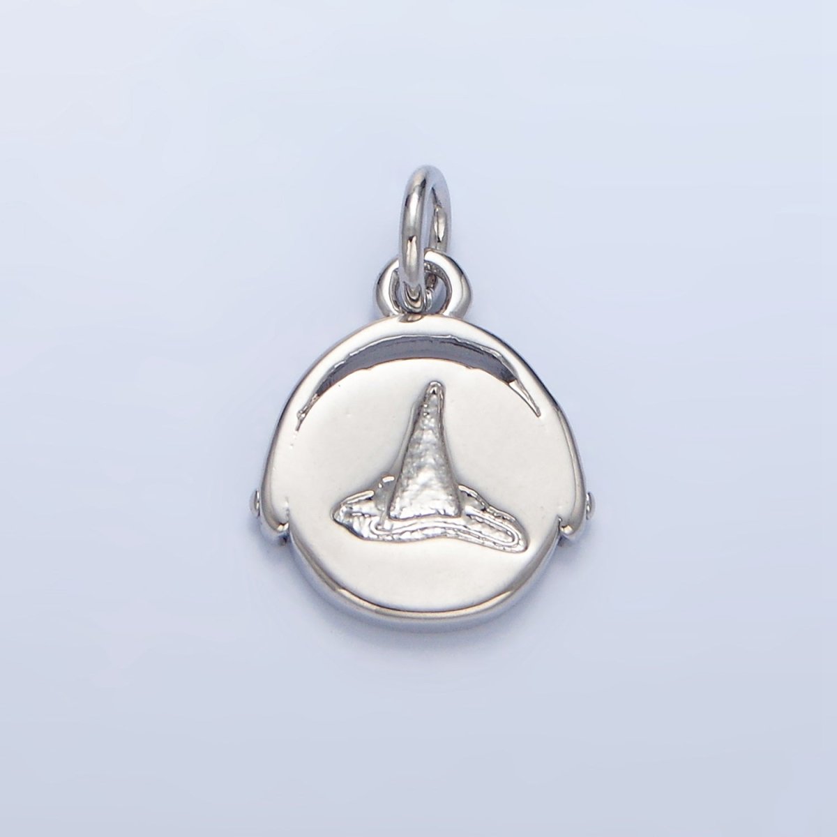 24K Gold Filled Witch Hat Minimalist Stamped Round Charm in Gold & Silver | X908
