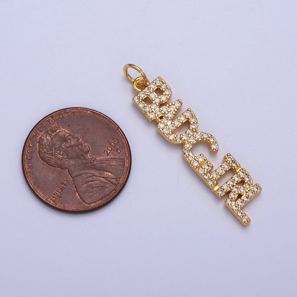 24K Gold Filled Word Necklace, Micro Pave Bad Girl Pendant Add on Charm for Bracelet Necklace Earring Components AC551 AC552