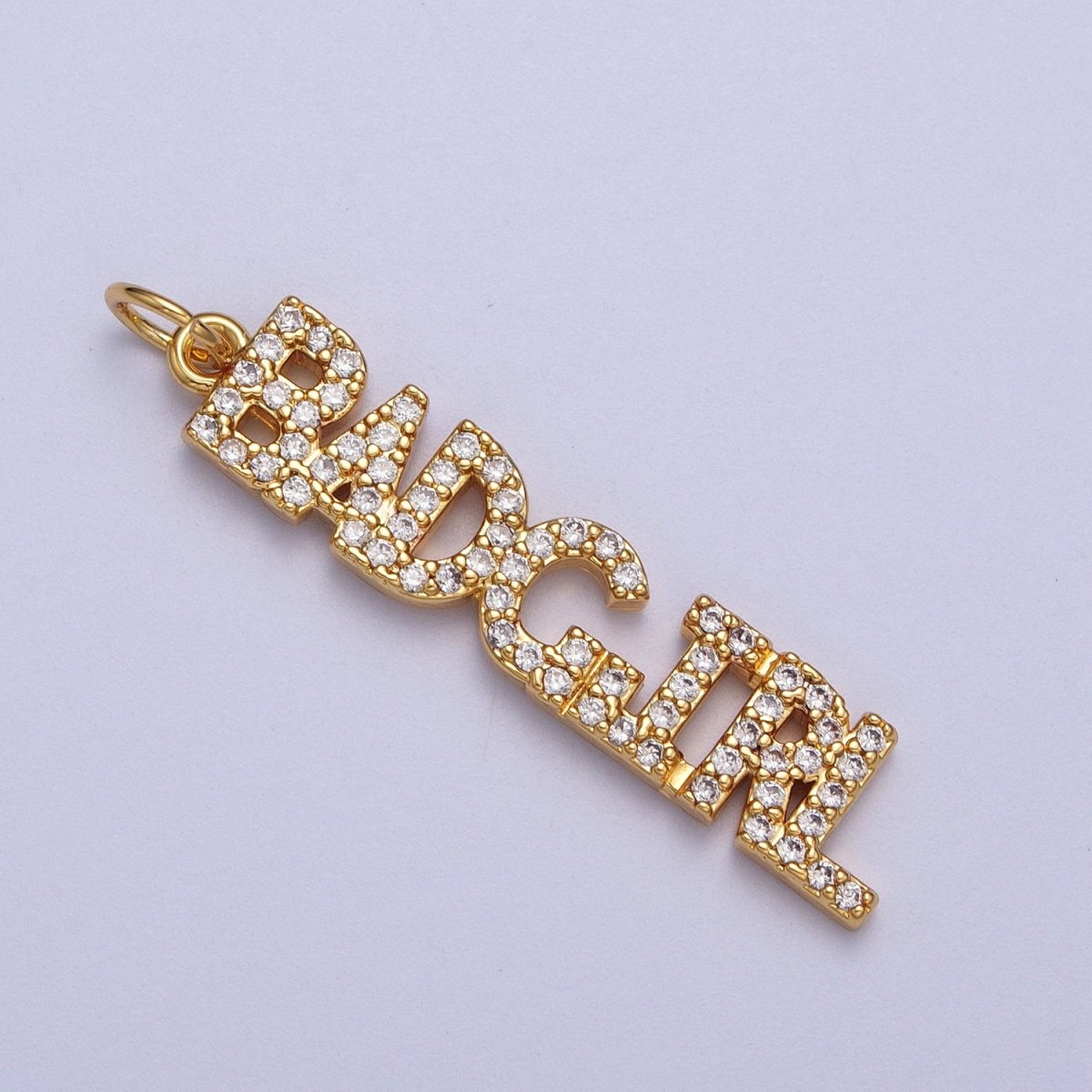 24K Gold Filled Word Necklace, Micro Pave Bad Girl Pendant Add on Charm for Bracelet Necklace Earring Components AC551 AC552