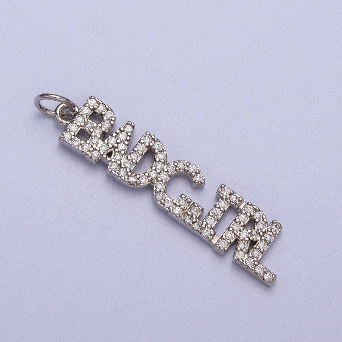 24K Gold Filled Word Necklace, Micro Pave Bad Girl Pendant Add on Charm for Bracelet Necklace Earring Components AC551 AC552