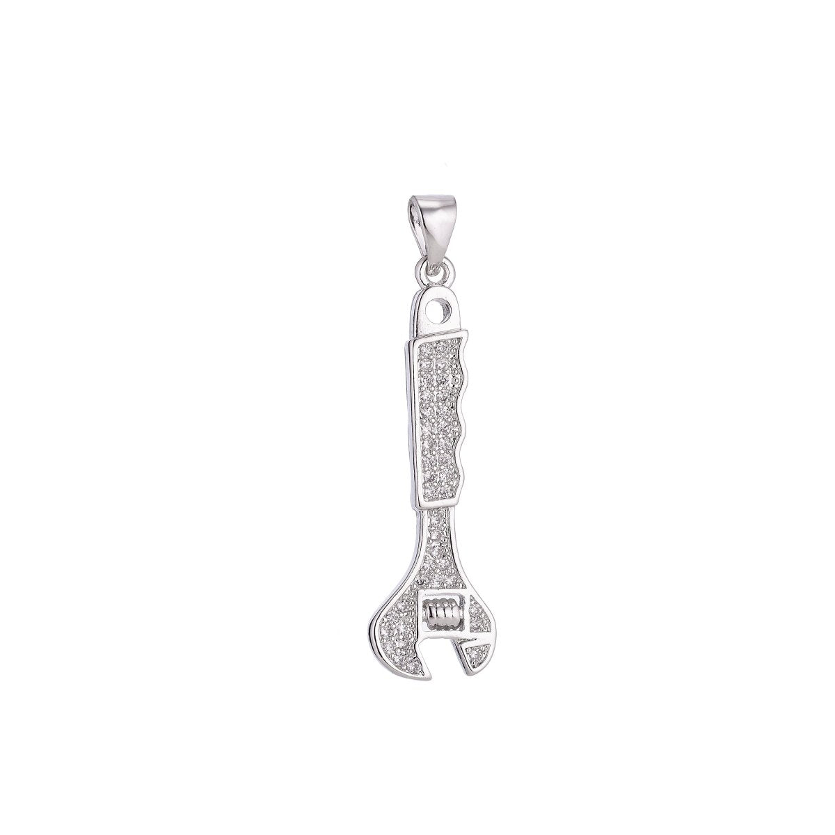 24K Gold Filled Wrenches Tools Pendant Charm with Cubic Zircon (CZ) Rhinestone for DIY Bails Findings for Jewelry Making Supplies H-194